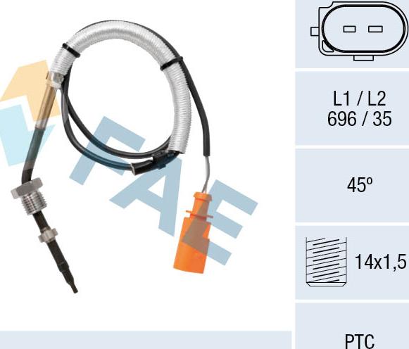 FAE 68058 - Devējs, Izplūdes gāzu temperatūra www.autospares.lv