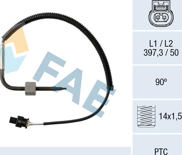 FAE 68012 - Devējs, Izplūdes gāzu temperatūra autospares.lv