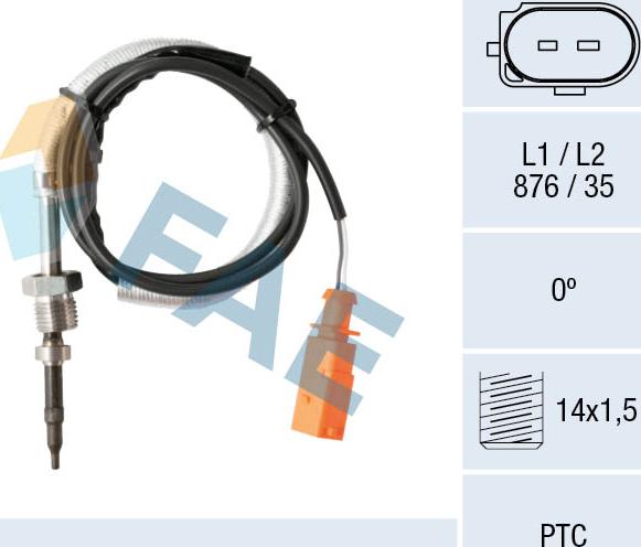 FAE 68028 - Devējs, Izplūdes gāzu temperatūra autospares.lv