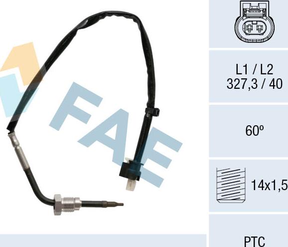 FAE 68027 - Датчик, температура выхлопных газов www.autospares.lv