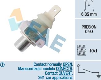 FAE 12930 - Devējs, Eļļas spiediens www.autospares.lv