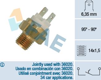 FAE 36010 - Termoslēdzis, Radiatora ventilators www.autospares.lv