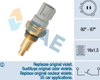 FAE 36390 - Termoslēdzis, Radiatora ventilators www.autospares.lv