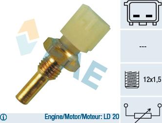 FAE 33040 - Датчик, температура охлаждающей жидкости www.autospares.lv