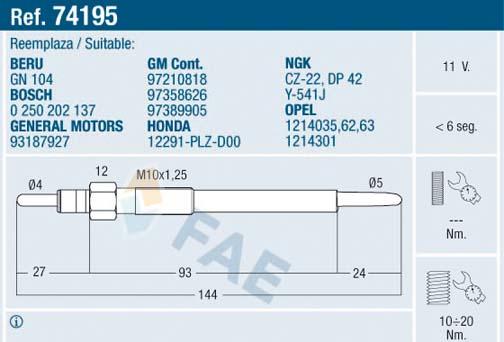 FAE 74195 - Kvēlsvece www.autospares.lv