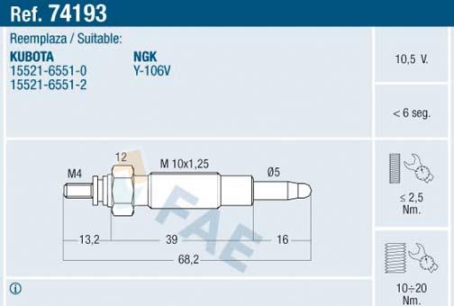 FAE 74193 - Kvēlsvece www.autospares.lv