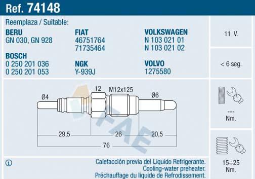 FAE 74148 - Kvēlsvece autospares.lv