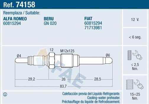 FAE 74158 - Kvēlsvece www.autospares.lv