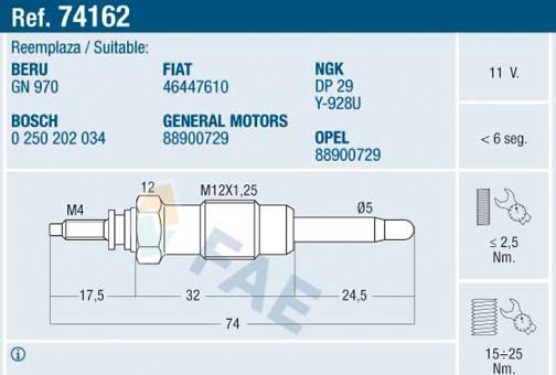 FAE 74162 - Kvēlsvece autospares.lv