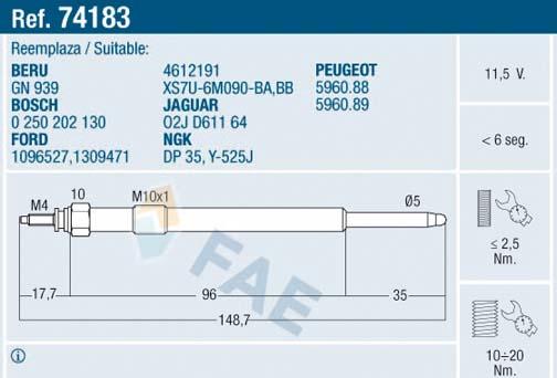 FAE 74183 - Kvēlsvece autospares.lv