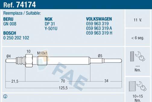 FAE 74174 - Kvēlsvece www.autospares.lv