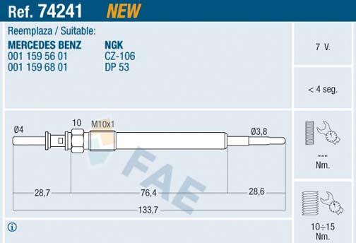 FAE 74241 - Kvēlsvece autospares.lv