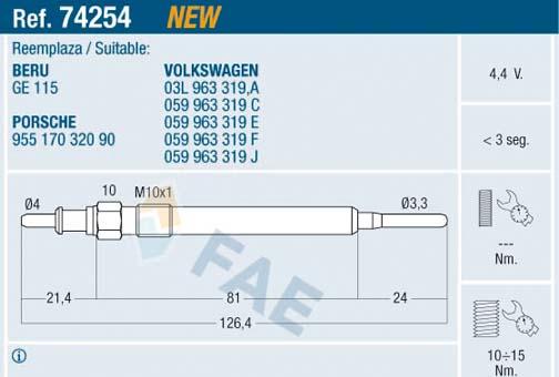 FAE 74254 - Kvēlsvece www.autospares.lv