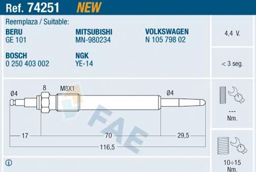 FAE 74251 - Kvēlsvece www.autospares.lv