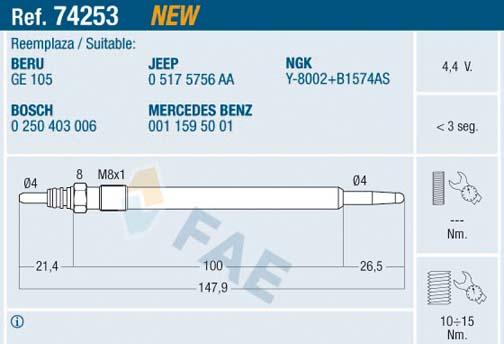 FAE 74253 - Kvēlsvece www.autospares.lv