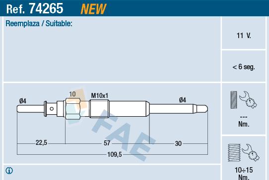 FAE 74265 - Kvēlsvece www.autospares.lv