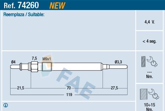 FAE 74260 - Kvēlsvece www.autospares.lv