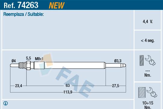 FAE 74263 - Kvēlsvece www.autospares.lv