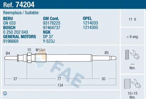 FAE 74204 - Kvēlsvece www.autospares.lv