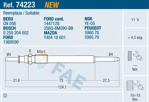 FAE 74223 - Kvēlsvece www.autospares.lv