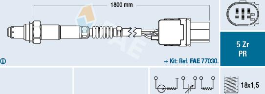 FAE 75054 - Лямбда-зонд, датчик кислорода www.autospares.lv