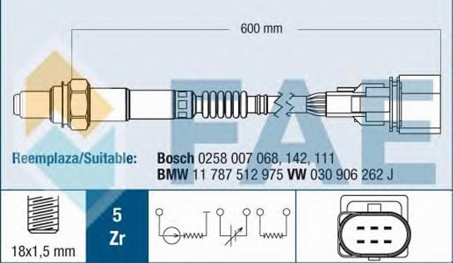 FAE 75001 - Lambda zonde autospares.lv