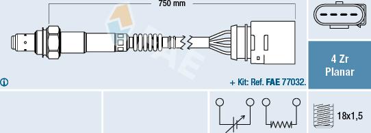 FAE 77909 - Лямбда-зонд, датчик кислорода www.autospares.lv