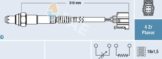 FAE 77427 - Лямбда-зонд, датчик кислорода www.autospares.lv