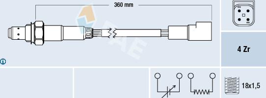 FAE 77168 - Лямбда-зонд, датчик кислорода www.autospares.lv