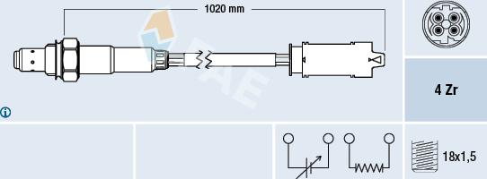 FAE 77238 - Лямбда-зонд, датчик кислорода www.autospares.lv