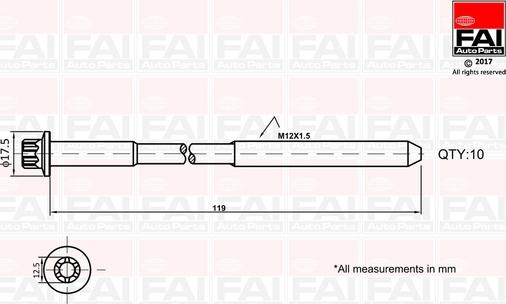 FAI AutoParts B1401 - Cilindru galvas skrūvju komplekts www.autospares.lv