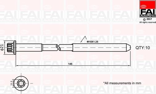 FAI AutoParts B1140 - Cilindru galvas skrūvju komplekts www.autospares.lv