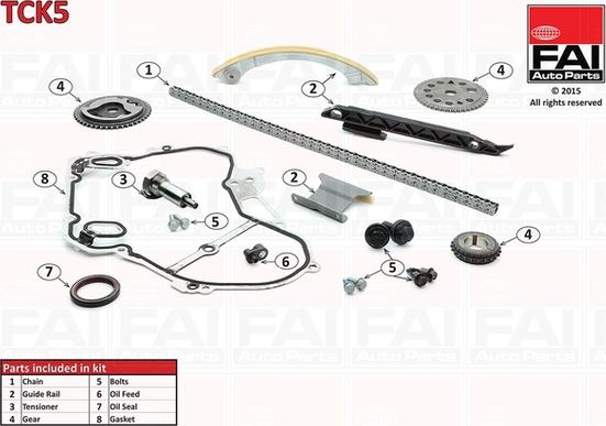 FAI AutoParts TCK5 - Sadales vārpstas piedziņas ķēdes komplekts www.autospares.lv