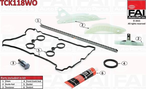 FAI AutoParts TCK118WO - Комплект цепи привода распредвала www.autospares.lv