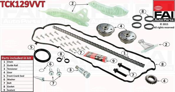 FAI AutoParts TCK129VVT - Комплект цепи привода распредвала www.autospares.lv