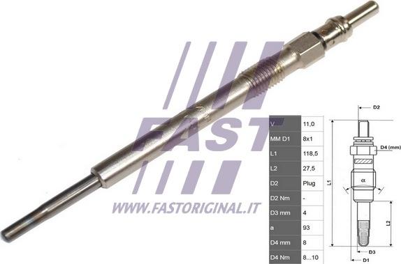 Fast FT82720 - Glow Plug www.autospares.lv