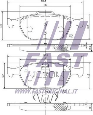 Fast FT29546 - Тормозные колодки, дисковые, комплект www.autospares.lv