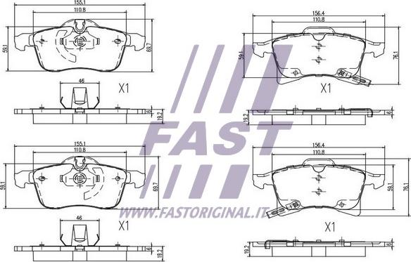 Fast FT29526 - Тормозные колодки, дисковые, комплект www.autospares.lv