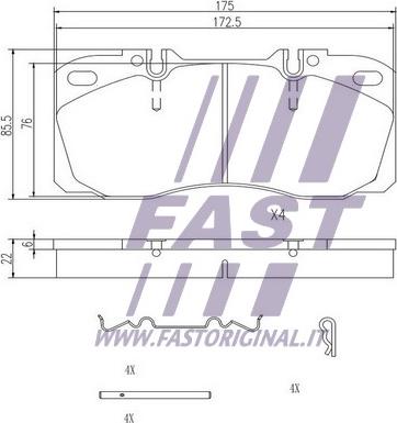 Fast FT29093 - Bremžu uzliku kompl., Disku bremzes www.autospares.lv