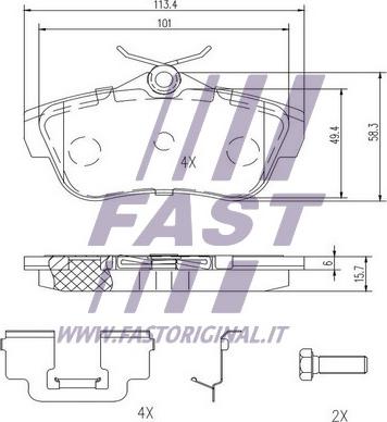 Fast FT29154 - Bremžu uzliku kompl., Disku bremzes www.autospares.lv