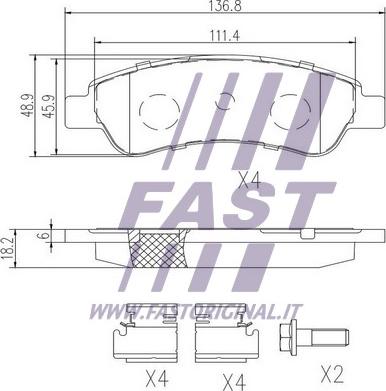 Fast FT29131 - Тормозные колодки, дисковые, комплект www.autospares.lv