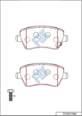 FBK FD9819MA - Bremžu uzliku kompl., Disku bremzes www.autospares.lv