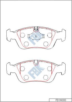 FBK FD14000 - Тормозные колодки, дисковые, комплект www.autospares.lv