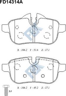 FBK FD14314A - Bremžu uzliku kompl., Disku bremzes www.autospares.lv