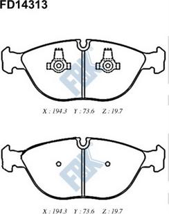 FBK FD14313 - Brake Pad Set, disc brake www.autospares.lv