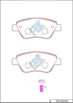 FBK FD16004A - Bremžu uzliku kompl., Disku bremzes www.autospares.lv