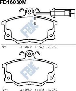 FBK FD16030M - Тормозные колодки, дисковые, комплект www.autospares.lv