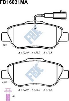 FBK FD16031MA - Brake Pad Set, disc brake www.autospares.lv