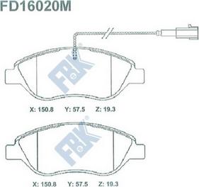 FBK FD16020M - Bremžu uzliku kompl., Disku bremzes www.autospares.lv