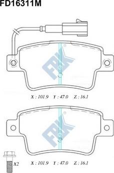 FBK FD16311MA - Тормозные колодки, дисковые, комплект www.autospares.lv